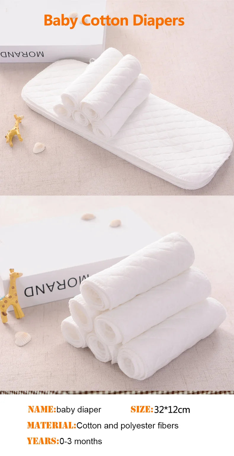 B caton 10pcs/5pcs Baby Reusable Diapers Washable Ecological Nappies Inserts Cotton Cloth Diapers for Children Breathable