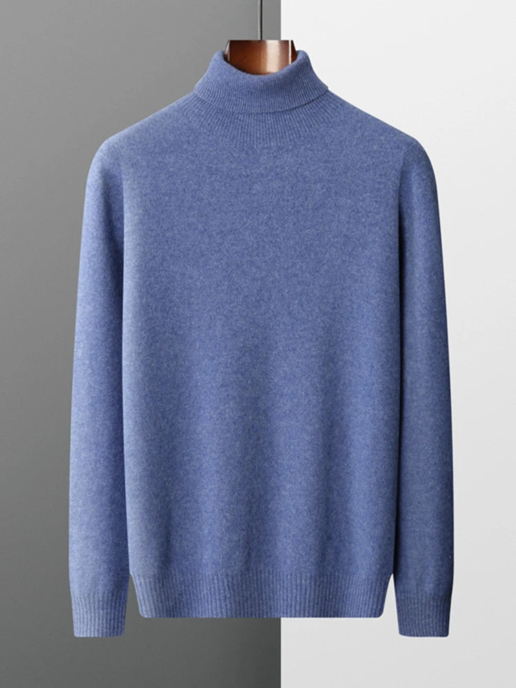 Men's Turtleneck 100% Cashmere Sweater Autumn Winter Basic Long Sleeve Pullover Cashmere Knitwear Soft Warm Comfy Clothing