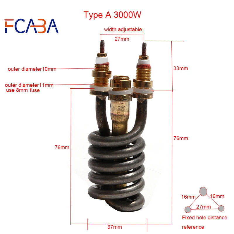 FCABA Electric Faucet Heating Element 220V 3000W/3300W Instant Hot Water Heater Parts Stainless Steel Heating Equipment