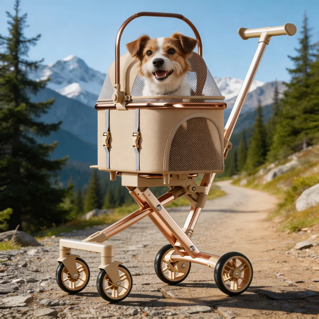 Portable Pet Separable Stroller One Click Easy Fold Cat Carrier Universal Compact Lightweight Baby Dog Travel Pushchair