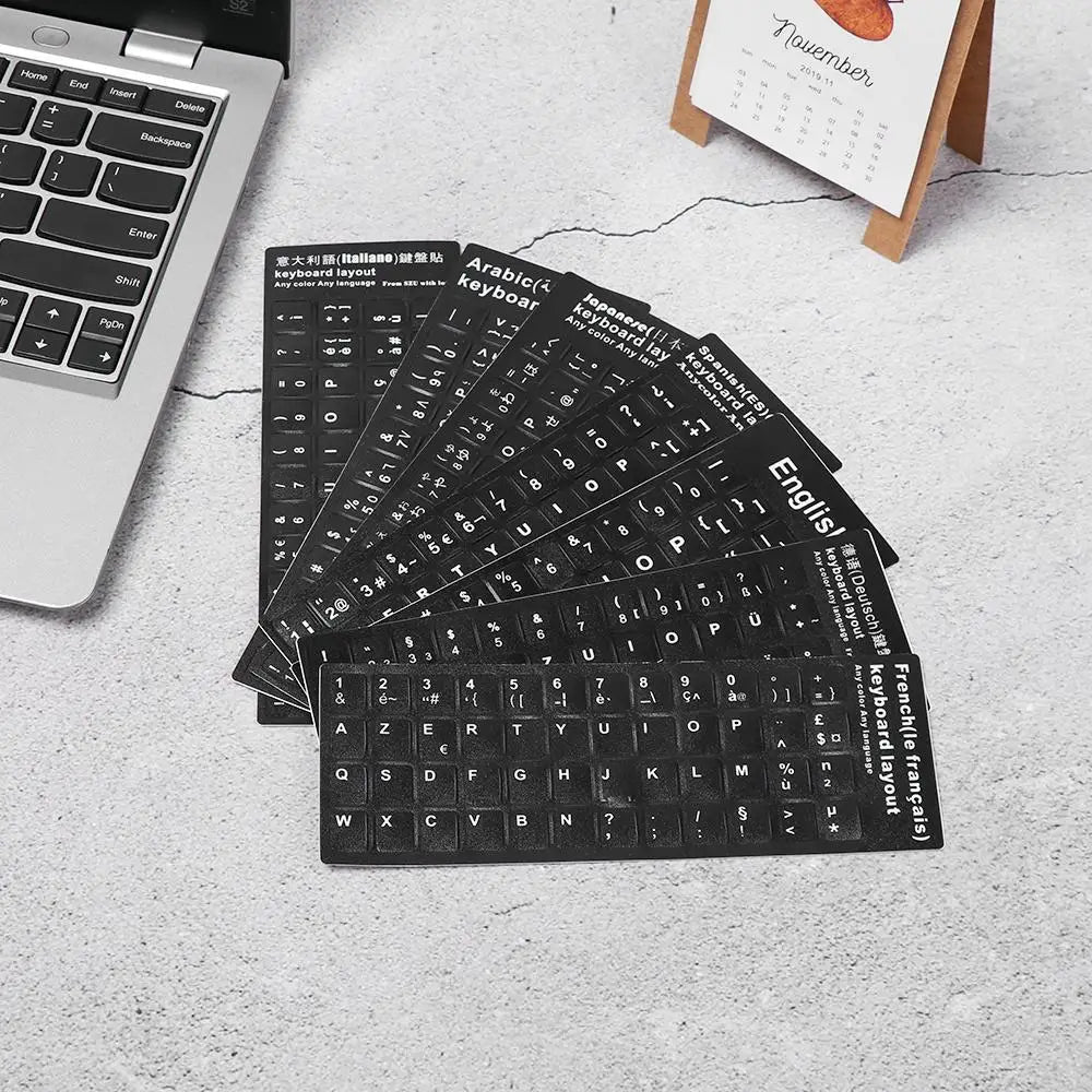 Non-slip English Arabic Keyboard Stickers Wear-resistant Laptop Keyboard Stickers Russian Letter Deutsch Spanish Alphabet Layout