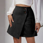 Chic Faux Suede Mini Skirts Women Design Irregular Button Skirts Woman Spring Autumn High Waist Zipper Up A-Line Skirt Ladies
