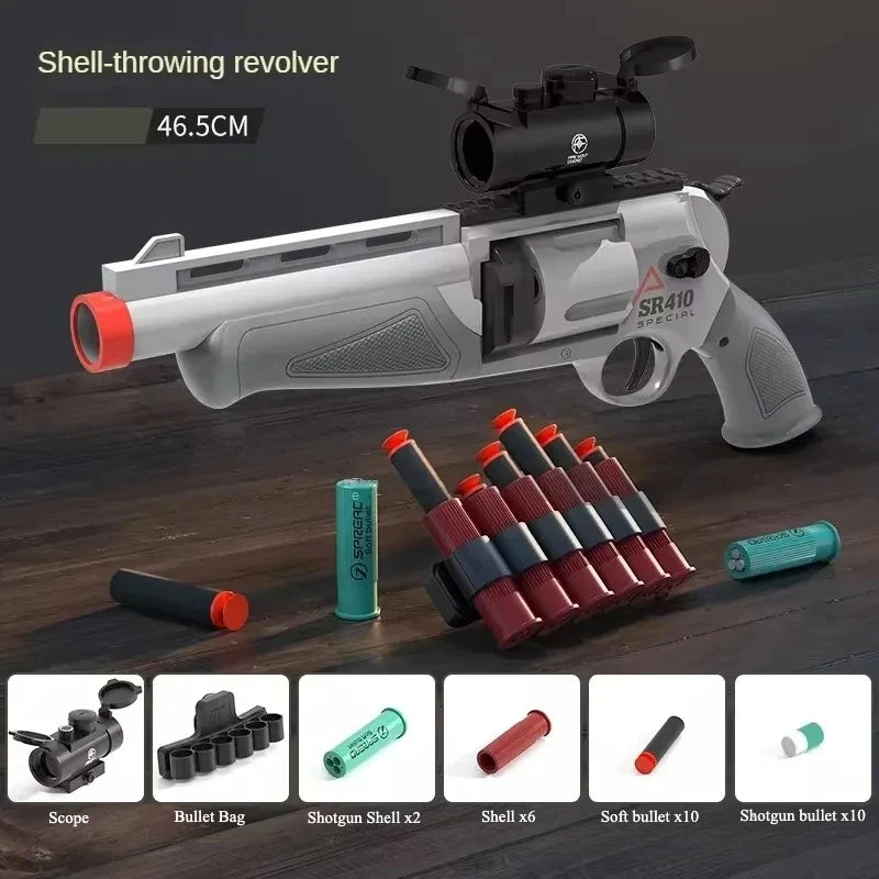 Revolver Toy Guns Shell Throwing Soft Bullet Launcher Outdoor CS Shotgun Shooting Game Model Toy for Children Kids Christmas