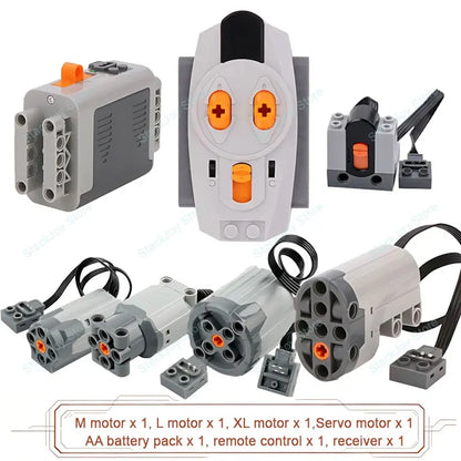MOC Power Functions M/L/XL Motor Battery Box IR Remote Receiver for RC Car Robot Model Building Blocks Technical Modified Parts