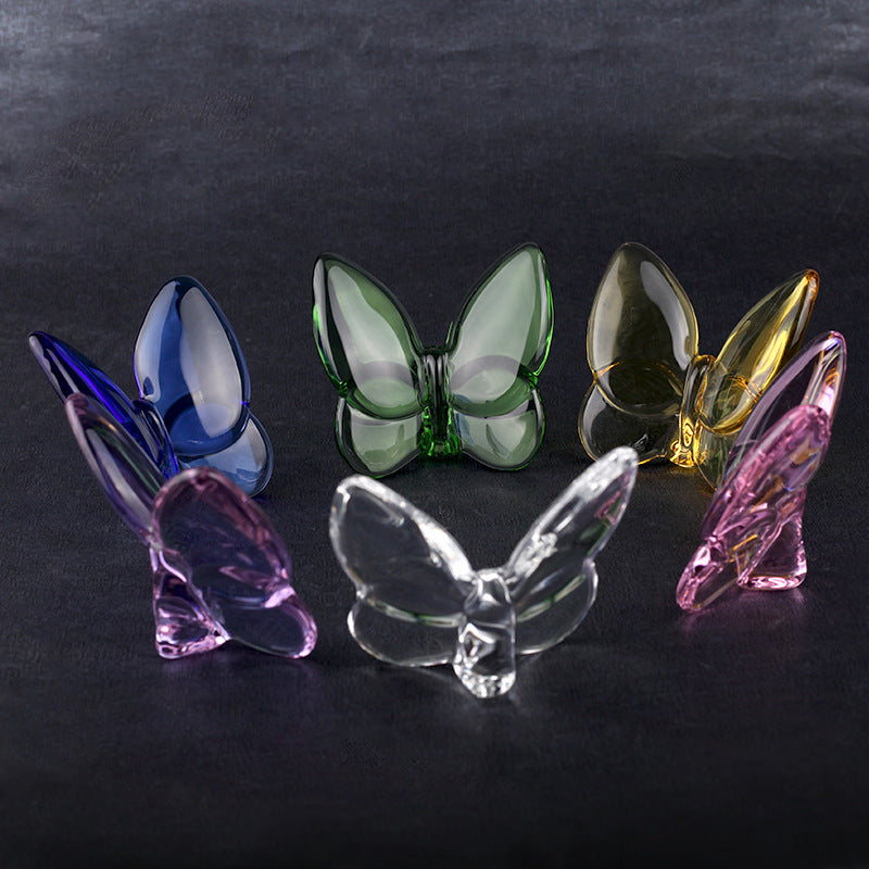 Crystal Papillon Butterfly Wings Fluttering Glass Lucky Butterfly Ornaments Home Decoration Crafts Accessories Birthday Gift