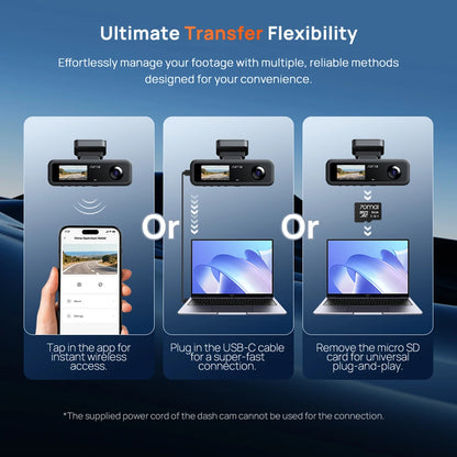 70Mai T800E 3-Channel Dash Cam Front 4K + Rear 1080P + Interior 1080P Hdr Supercapacitor 24H Parking Gps Voice Control Wi-Fi6