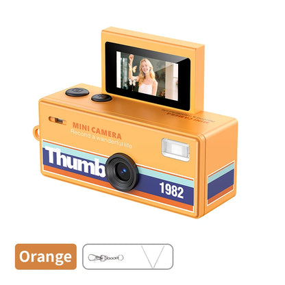 Ourlife Digital Camera 180° Flip Screen Selfile Keychain Camera Retro Support Memory Card HD Very Small Camcorder Video Recorder