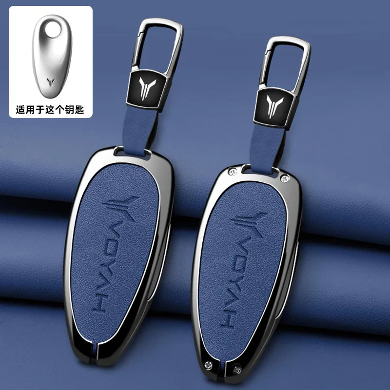 Car Interior Accessories Zinc Alloy Leather Key Case Cover Holder Chain For Voyah Free I-Land Dreamer PHEV Luxury Protective