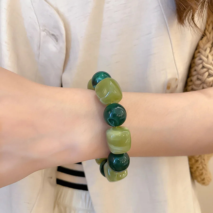 Acrylic Irregular Square Round Beaded Bracelet for Women European and American Simple Bracelet Korean Fashion Hand Accessories