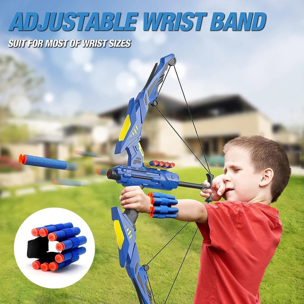 Soft Bow Archery Set Shooting Game Toy with Wrist Guard and Target Summer Outdoor Sports Play Equipment Birthday Holiday Gift