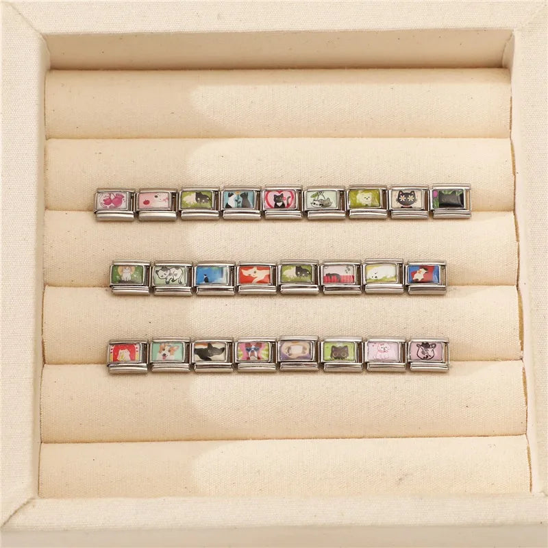 Y2K Cute Funny Sofa Cats Dogs Italian Charm Fit 9mm Stainless Steel Women DIY Bracelet Drop Shipping Fashion Jewelry Wholesale