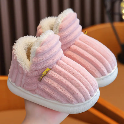 SmilePoP New Classic Fuzzy Kids Shoes Winter Outdoor Warm Antiskid Children's Slippers Indoor Furry Comfortable Home Girl Shoes