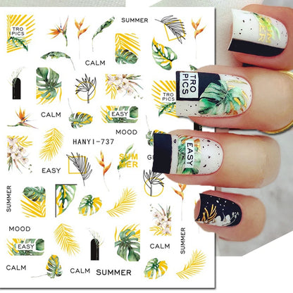3d Nail Art Decals Elegant White RoyalBlue Roses Flowers Adhesive Sliders Nail Stickers Decoration For Nail Manicure