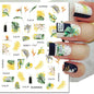 3d Nail Art Decals Elegant White RoyalBlue Roses Flowers Adhesive Sliders Nail Stickers Decoration For Nail Manicure