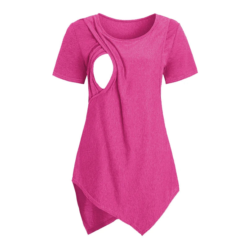 Women Blouse Maternity Casual Soft  Nursing Tops T-shirt Summer Short Sleeve Pregnant Clothes Nursing Breastfeeding