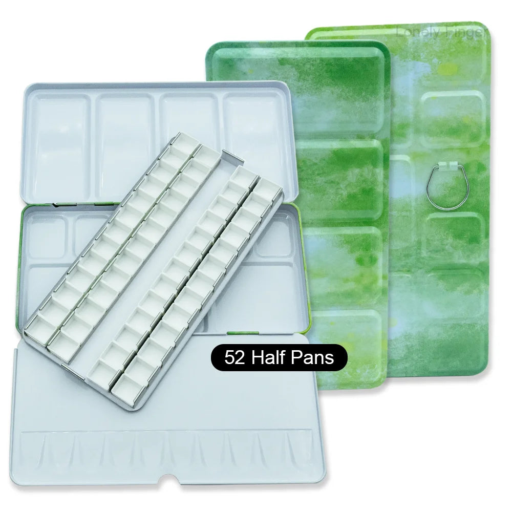 Empty Metal Watercolor Tin Palette Box With 14/26/52pcs Detachable Empty Watercolor Half Pans For DIY Travel Watercolor Palette