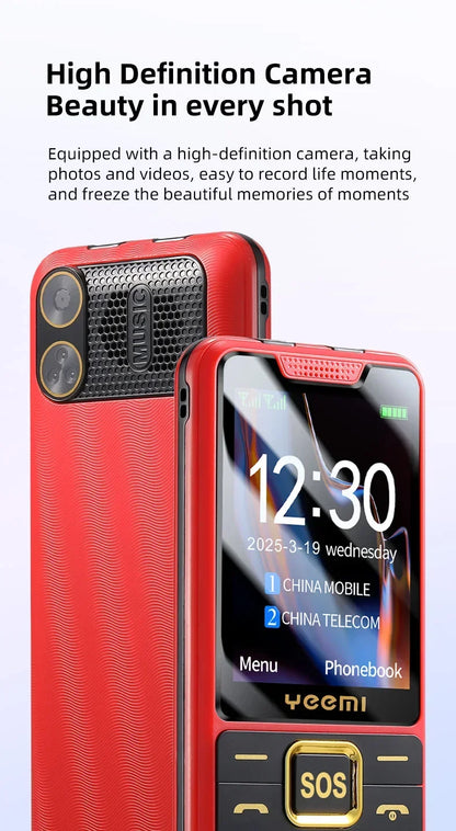 YEEMI K3 4G Feature Keypad Phone 2.6 Inch Dual SlM Big Button Loud Volume for Elderly 2500mAh FM Radio Hebrew Keyboard SOS Video