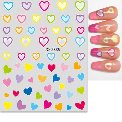 3d Nail Art Stickers Red Black White Love Hearts Stars Clouds French Full Tips Adhesive Nail Decals Slider For Manicure