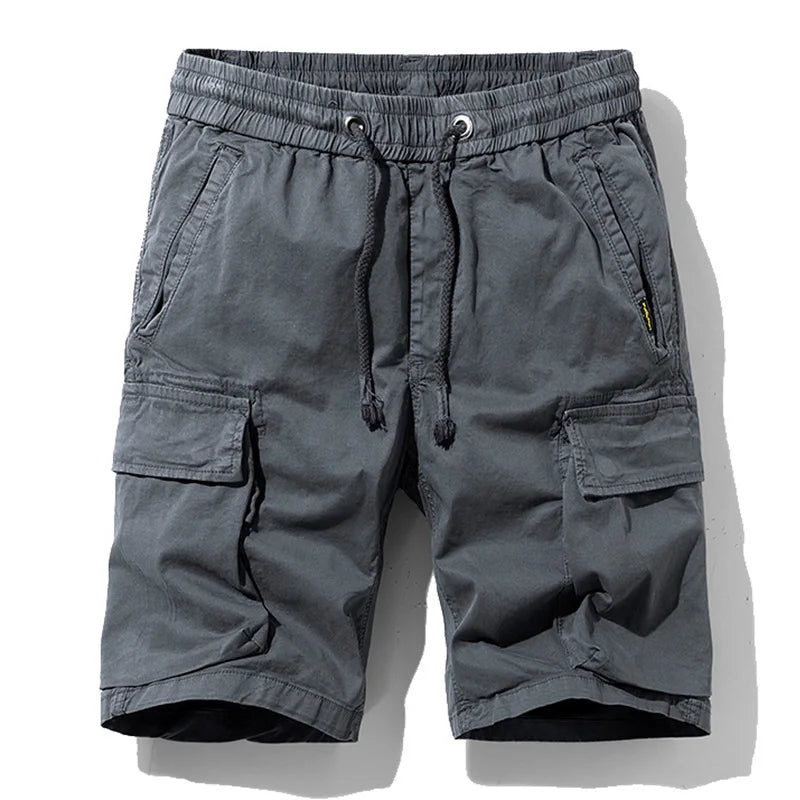 Men Summer New Multi Pockets Cotton Cargo Shorts Men Fashion Solid Quick Dry Joggers Shorts Pants Outdoor Breathable Shorts Male
