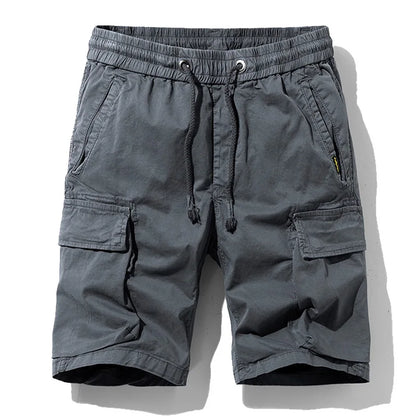 Men Summer New Multi Pockets Cotton Cargo Shorts Men Fashion Solid Quick Dry Joggers Shorts Pants Outdoor Breathable Shorts Male