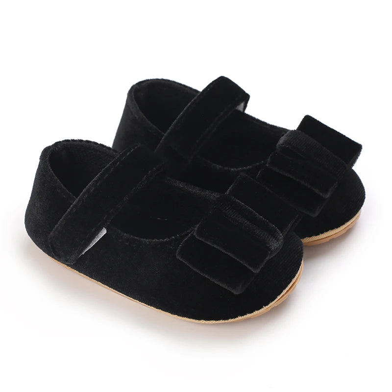 2025Black Fashion Newborn Party Princess Shoes  Boys And Girls' First Step Walking Shoes Rubber Soled Anti Slip Baby Shoes 0-18M