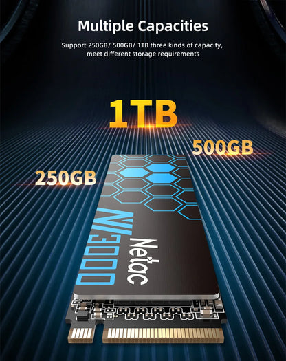 Netac NVMe SSD M2 1TB 2TB 500GB 250GB 3500MB/s SSD PCIe3.0 M.2 2280 SInternal Solid State Drives Disk NV3000 for Laptop Desktop