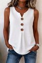 Summer 2026 Women's Blouses Fashion Button Cotton Linen Sleeveless Shirts Casual Solid Colors V-Neck Loose Plus Size Tank Tops