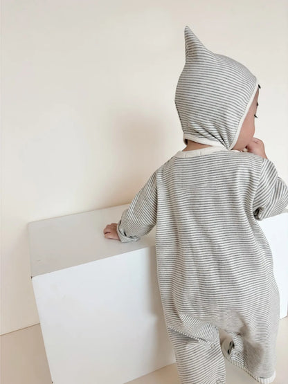 6632 Newborn Clothes 2025 Autumn New Soft Comfortable Boy's Jumpsuit Two Button Pocket Baby Girl's Climbing Clothes.