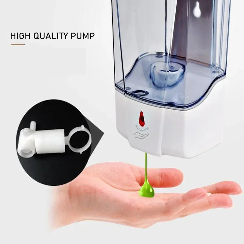 Automatic Touchless Soap Dispenser 700ml, Wall-Mounted Large Capacity Battery-Operated Sensor Hand Washer for Bathroom Kitchen
