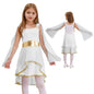 Halloween Virgin Mary Costume for Kids Girls Fancy Greek Princess Cosplay Long Sleeve Ruffle Dress with Chiffon Cape Theme Party