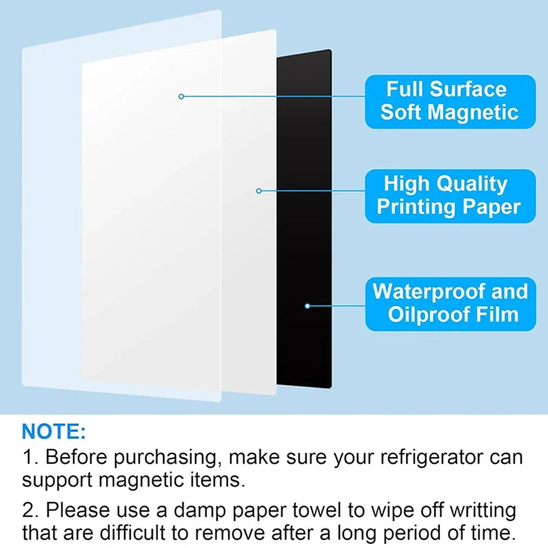 A4 Size Dry Erase White Board for  Fridge Sticker Magnetic  Whiteboard,Portable 11.8"x8.2" Planner for Refrigerator