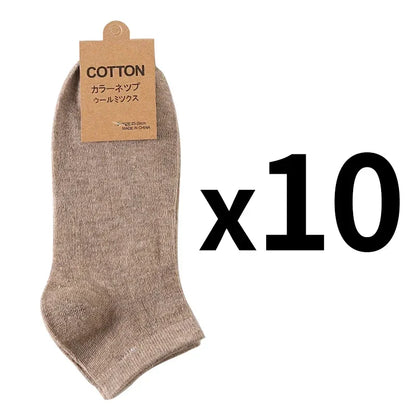 Cotton Men Socks Pack Breathable Socks Set High Quality Short Socks Black Ankle Short Gift For Man Size 39-44 Sox 10 Pairs 1 Lot
