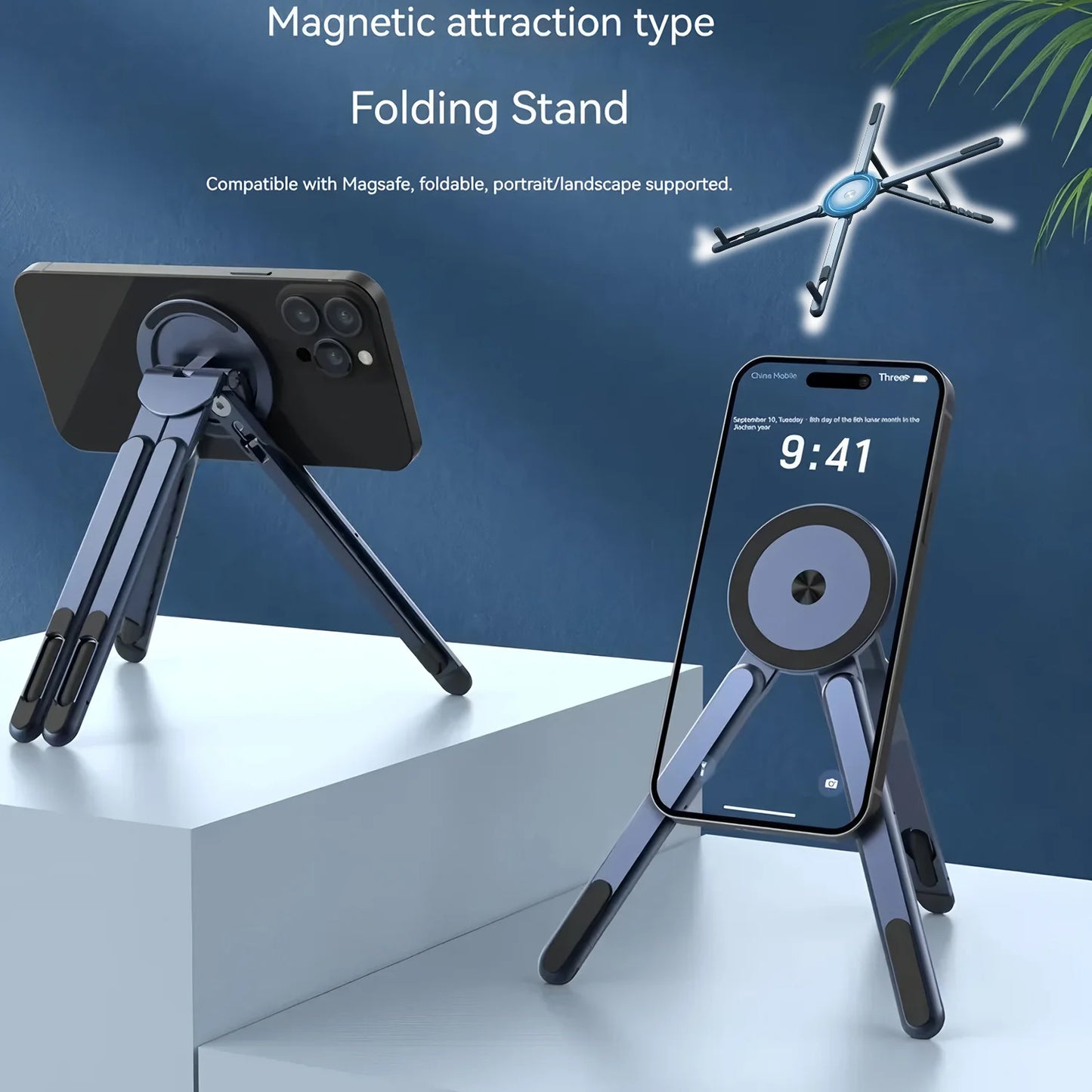Foldable Magnetic Laptop Stand Aluminum Alloy Portable Adjustable Stand Heat Dissipation Holder for Smart Phone Tablet Notebook