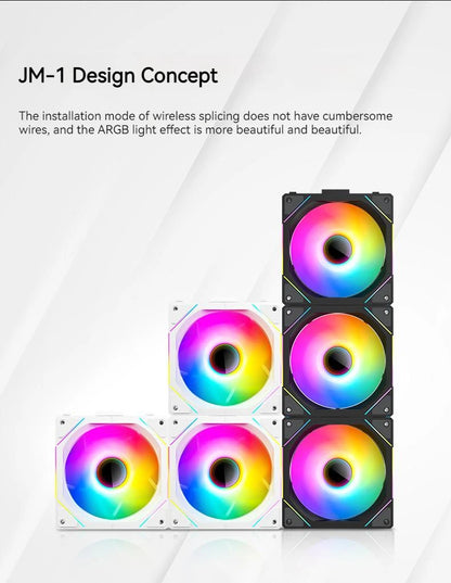 Teucer JM-1 PC Case Fan Mirror Cycle ARGB Light 120mm 3in1 800-2000rpm 12v/4Pin PWM Low noise Chassis Water Cooling Ventilador