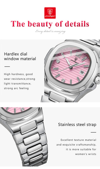 POEDAGAR Square Fashion Woman Wristwatch Luminous Waterproof Date Ladies Watch Luxury High Quality Quartz Women's Watches Reloj