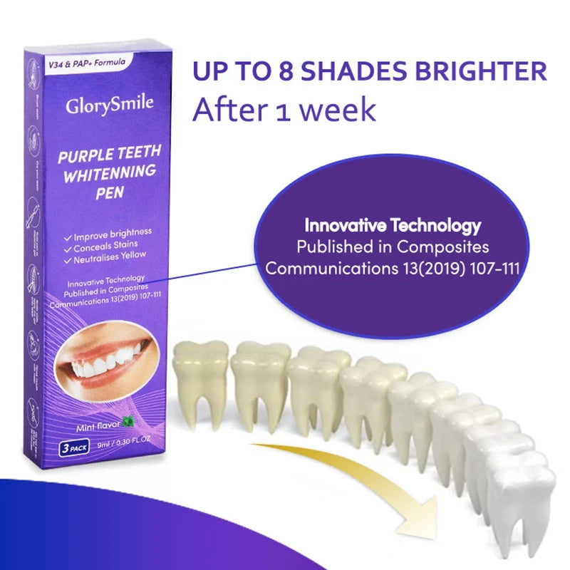 Magical Purple Teeth Whitening Pen Freshing Breath Oral  Deep Cleaning Stain Removal Dentifrice Teeth Cleaning Essence Oral Care