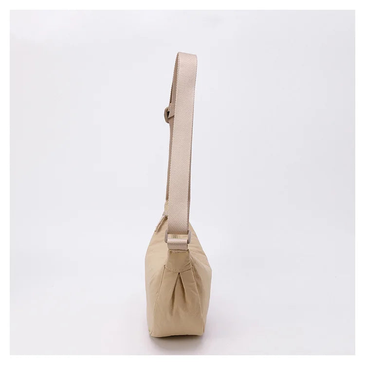 Nylon fabric zipper crossbody bag for men and women, crescent-shaped dumpling bag under the armpits, large capacity