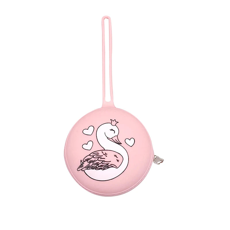 Cartoon Silicone Nipple Storage Bag  Kids Pacifier Holder Portable Silicone  Food-Grade Pendant DIY Accessories Baby Toy Gift