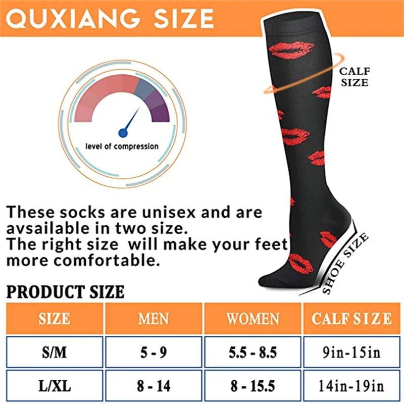 6 Pairs New Compression Socks for Leggings Breathable Running Pressure Soccer Adult Socks Korean Edition Network Pressure Socks