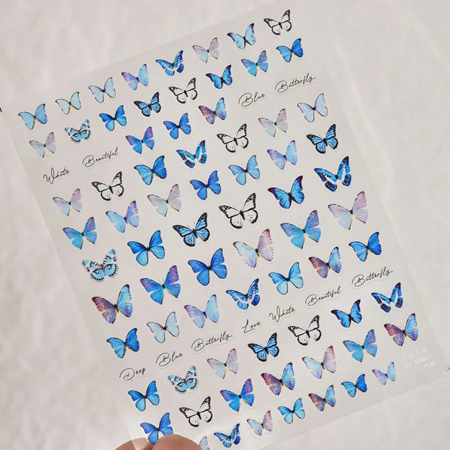 1pcs 5D Japanese Black Butterfly Nail Art Stickers Glitter Shiny Kawaii Self Adhesive Manicure Decorations Tool Decals Accessory