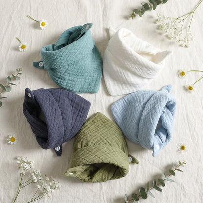 5 Pcs Baby Feeding Drool Bibs Saliva Towel for TRIANGLE Scarf Bandana Soft Cotton Bib Adjustable Snap Button Burp Cloth for Boys