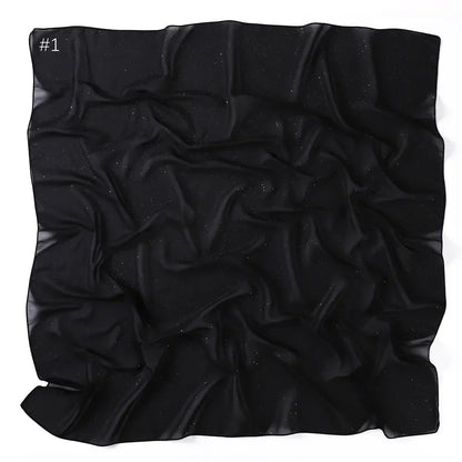 90*90cm Square Chiffon Hijab Scarf Women Solid Color Muslim Soft Head Scarf Islamic Shawls and Wraps Headband Musulman Scarves