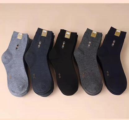 5 Pairs/Lot Men's Fashion Thickened Socks Four Seasons Leisure Breathable Deodorant Mid Tube Cotton Socks High Quality EU 38-44