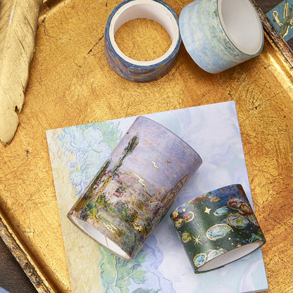 24 Rolls/Box Oil Painting Theme Washi Tape Set, Gilded Style Design Decorative Handmade DIY Decoration Materials Tape