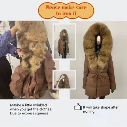 Long Knitwear Coat Women Warm Belt Real Fox Fur Jacket Female 2024 New Autumn Winter Kintted Natural Fur Coat Women