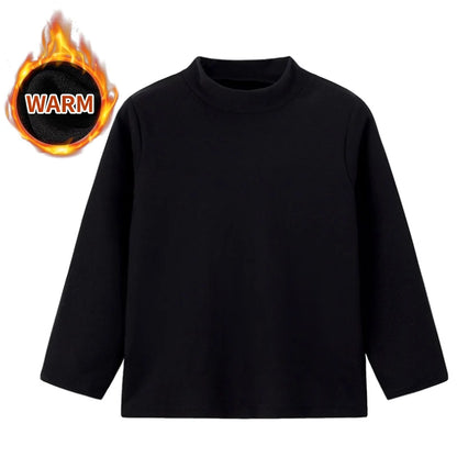 1/3/4 Pcs Children's Mid-collar Bottoming Shirt in Autumn And Winter Solid Color Joker Girls' Long sleeve T-shirt Boys' Casual S