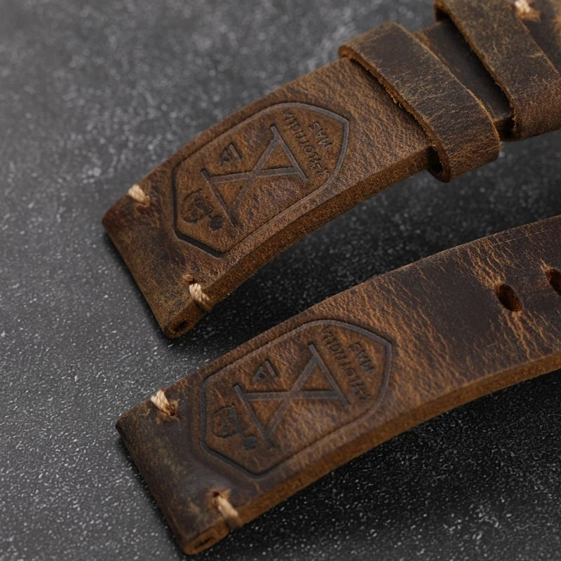Handmade First Layer Cowhide Leather Watchband 20 22 23 24 26MM Brown Padded Leather Strap For PAM111 441 Soft Men's Bracelet