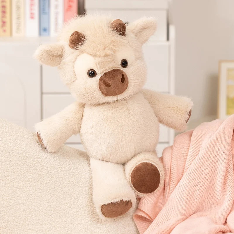Adorable Highland Cattle Plush Toy 45cm - Huggable Running Cow Stuffed Animal Made with Premium Soft Fabric, Soothing Companion