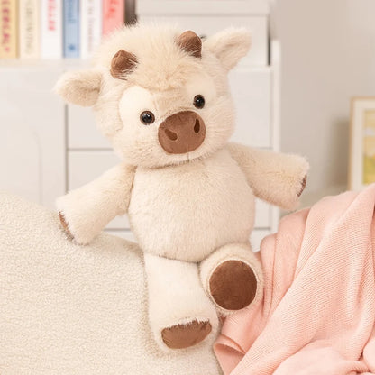 Adorable Highland Cattle Plush Toy 45cm - Huggable Running Cow Stuffed Animal Made with Premium Soft Fabric, Soothing Companion