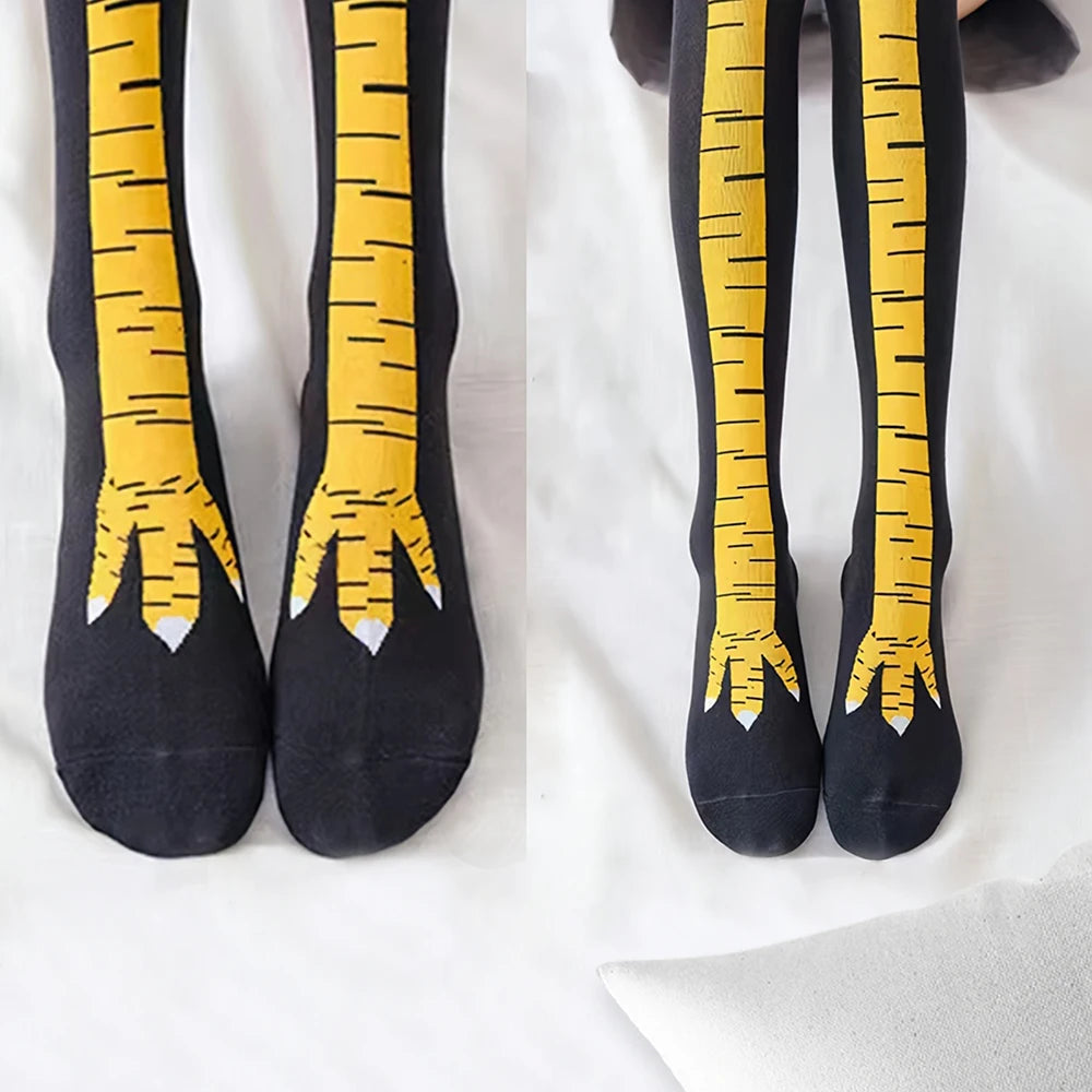 1/2/5/10 Pairs Women Knee High Socks Trendy Cartoon Funny Chicken Claw Socks Fitness Sport Casual Slim Leg Long Tube Socks Women